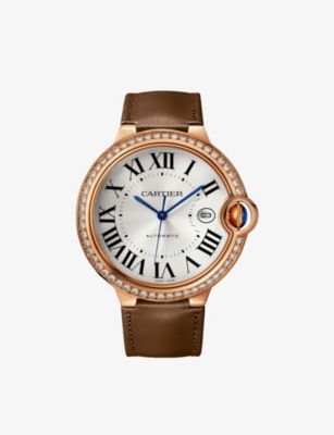 Cartier Womens Rose Gold / Diamonds Crwjbb0061 Ballon Bleu 18ct Rose-gold, Diamond And Leather Watch