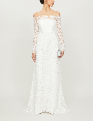 bardot wedding dress lace