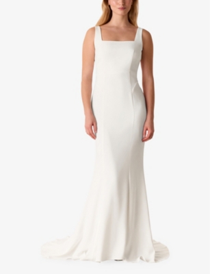 Mia square-neck crepe wedding gown