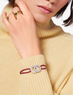 BVLGARI: BVLGARI BVLGARI sterling silver and fabric bracelet