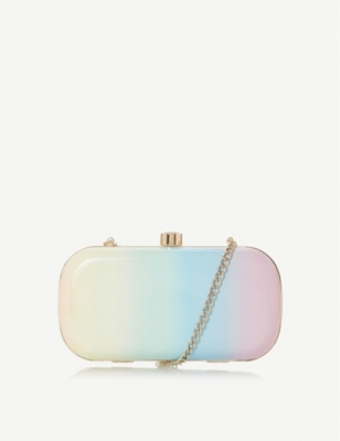 DUNE Bonique rainbow print clutch bag Selfridges