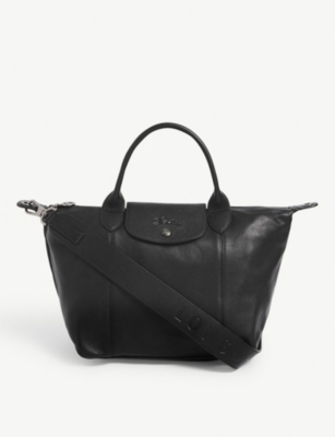 LONGCHAMP Le Pliage Cuir medium leather top handle bag Selfridges