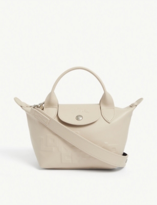 LONGCHAMP Le Pliage Cuir mini embossed leather top handle bag Selfridges