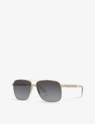 Versace Womens Gold Ve2174 Polarised Square-frame Steel Sunglasses In Gray