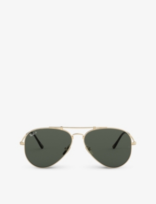 RAY-BAN: RB8125M aviator-frame polarised titanium sunglasses