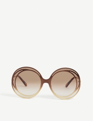 Chloé Chloe Womens Brown Ce170s Round-frame Metal Sunglasses