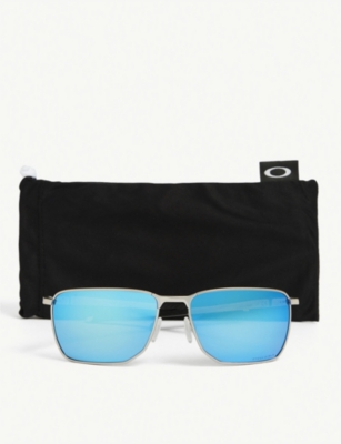 Oakley Oo4142 Ejector Metal Rectangular-frame Sunglasses In Silver