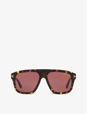 Shop Tom Ford Men's Brown Ft0777 56 Square-frame Acetate Sunglasses