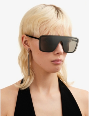 Shop Saint Laurent Men's Black Sl364 Square Acetate Sunglasses