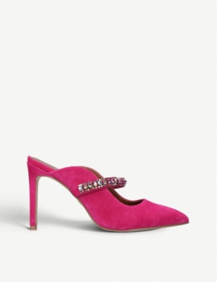 duke crystal strap pointed toe mule