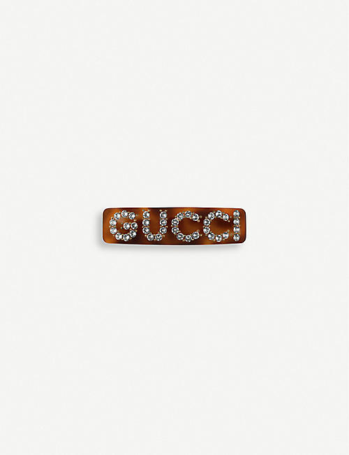 GUCCI: Embellished crystal and resin single clip