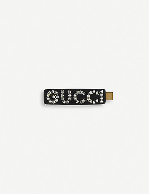 GUCCI: Embellished crystal and resin single clip