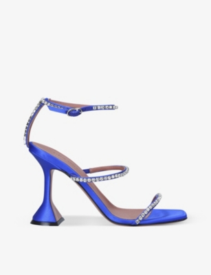 AMINA MUADDI - Gilda crystal-embellished satin heeled sandals ...