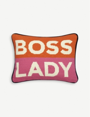JONATHAN ADLER: Boss Lady needlepoint cushion 30.5cm x 23cm