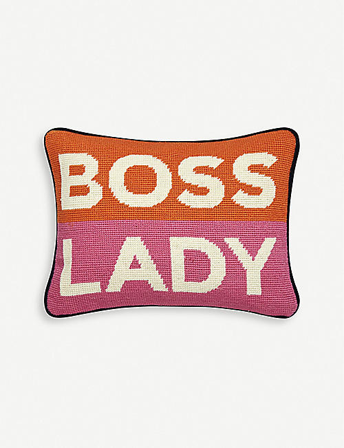 JONATHAN ADLER: Boss Lady needlepoint cushion 30.5cm x 23cm
