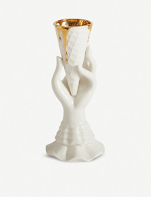 JONATHAN ADLER: Gilded Muse I-Scream porcelain vase 17.8cm