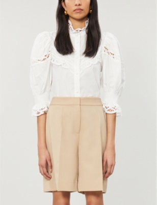 Sandra puffed-sleeve organic cotton and blouse | Selfridges.com