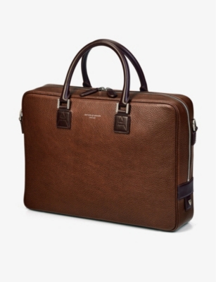 Mount Street logo-embellished leather laptop bag