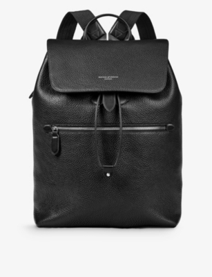 Aspinal Of London Mens Reporter Grained Leather Backpack In Black