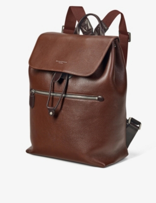 Shop Aspinal Of London Men's Reporter Logo-embellished Leather Backpack