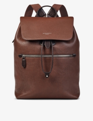 Shop Aspinal Of London Men's Reporter Logo-embellished Leather Backpack