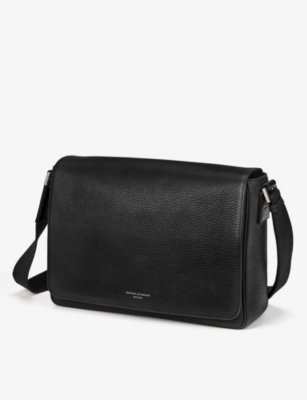 ASPINAL OF LONDON: Reporter logo-embellished leather messenger bag