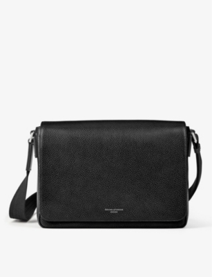 ASPINAL OF LONDON: Reporter logo-embellished leather messenger bag