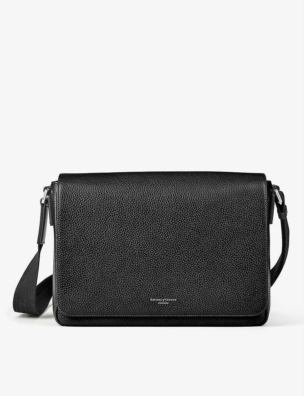 Aspinal Of London Reporter Zipped Grained-leather Messenger Bag
