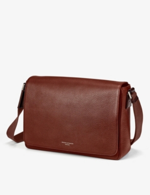 ASPINAL OF LONDON: Reporter logo-embellished leather messenger bag