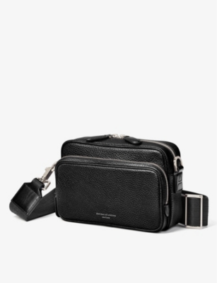 Shop Aspinal Of London Men's Reporter Logo-embellished Leather Cross-body Bag