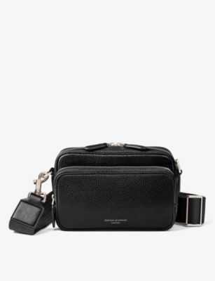 Shop Aspinal Of London Men's Reporter Logo-embellished Leather Cross-body Bag