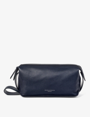 ASPINAL OF LONDON: Reporter logo-embellished leather wash bag