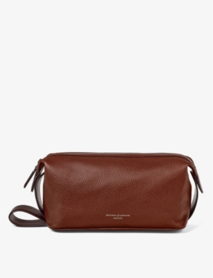 ASPINAL OF LONDON: Reporter logo-embellished leather wash bag