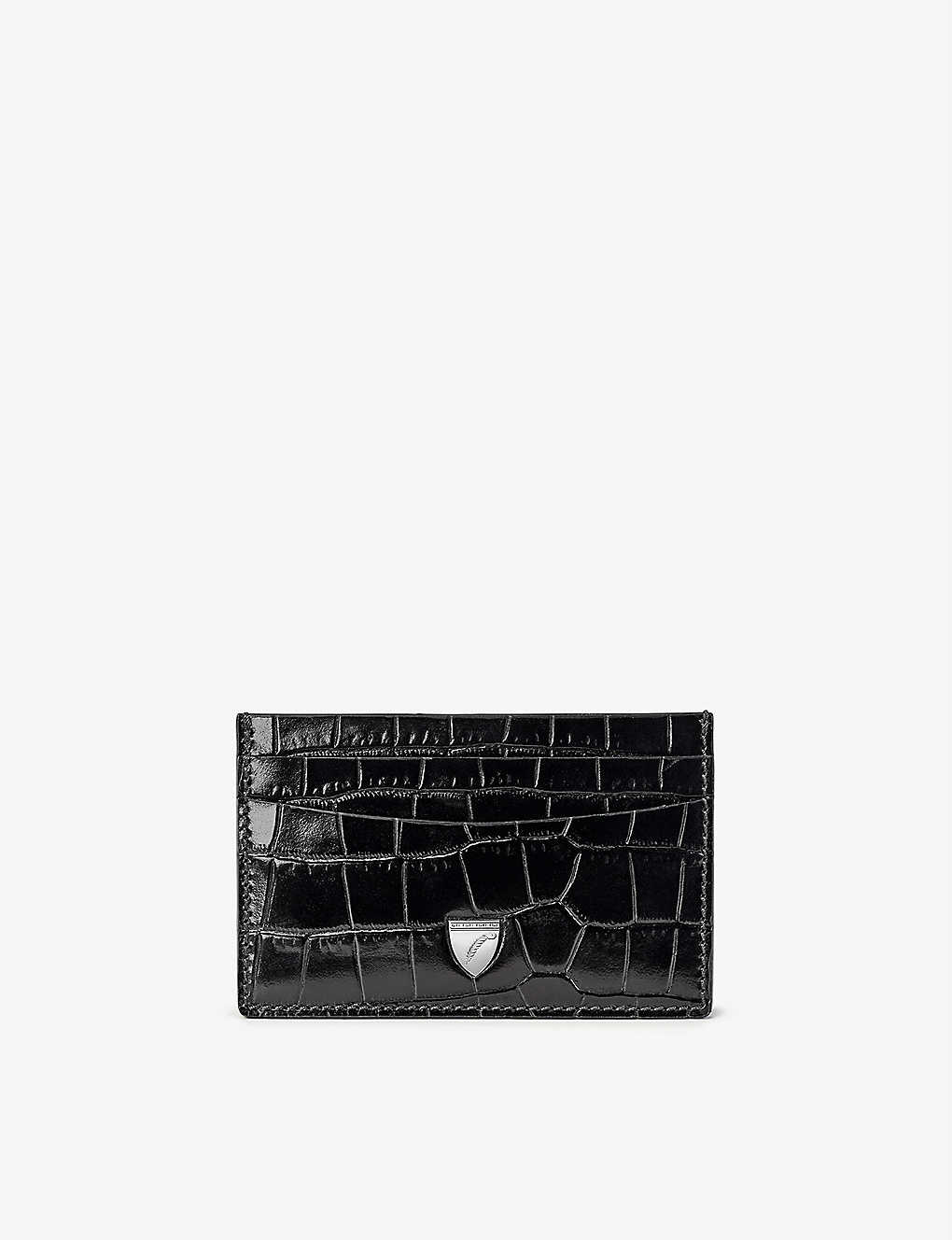 Aspinal Of London Slim Crocodile-embossed Leather Credit Card Case
