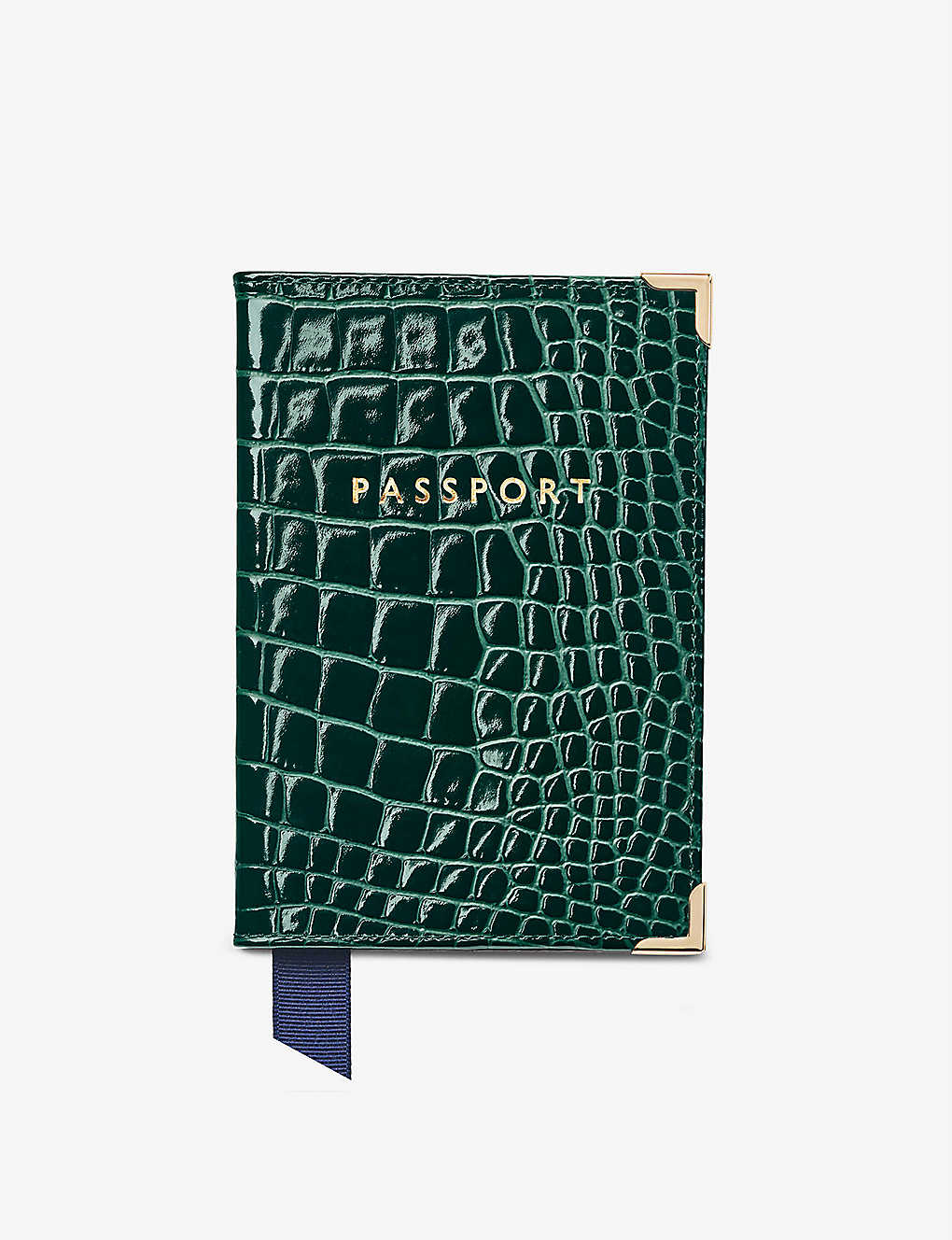 Aspinal Of London Plain Crocodile-embossed Leather Passport Cover