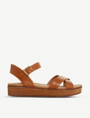 DUNE Koby crossover leather platform sandals Selfridges