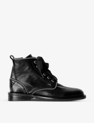 Zadig & Voltaire Zadig&voltaire Womens Noir Laureen Roma Stud-embellished Leather Ankle Boots In Noir