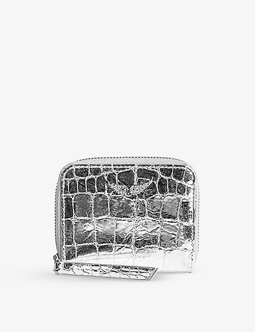 ZADIG&VOLTAIRE: Mini ZV metallic croc-embossed leather purse