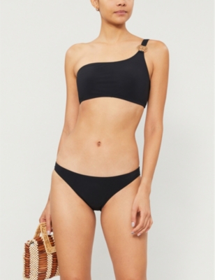 TORY BURCH Miller logo detail one shoulder bikini top