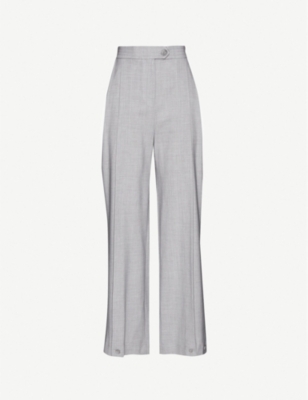 TOPSHOP - Pleated wide-leg high-rise stretch wool-blend trousers ...