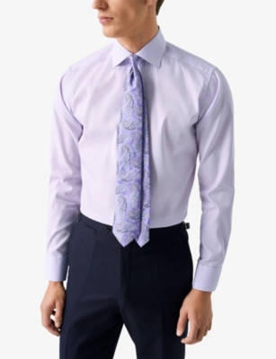 Eton Mens Light Purple Business Long-sleeved Cotton Shirt In Purple