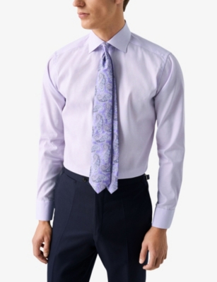 ETON: Micro-Print Contemporary-Fit Cotton-Poplin Shirt