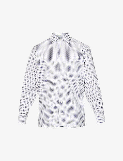ETON: Cotton geometric-print twill shirt