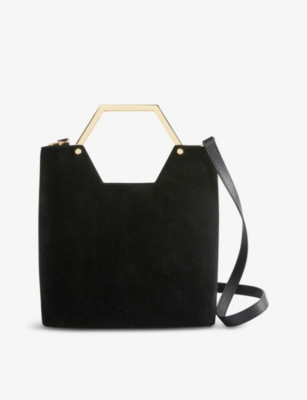 black suede shopper bag