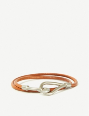 silver-tone and leather bracelet 