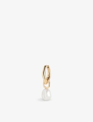MARIA BLACK: Vento 18ct yellow-gold plated sterling-silver and fresh-water pearl huggie