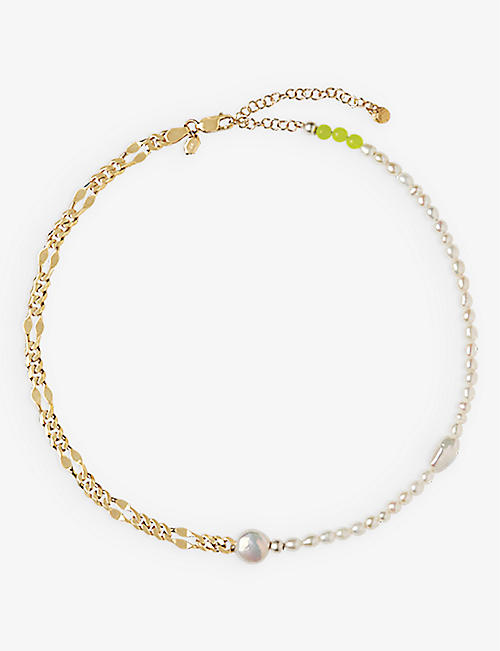 MARIA BLACK: Positano 22ct yellow gold-plated sterling-silver and pearl necklace