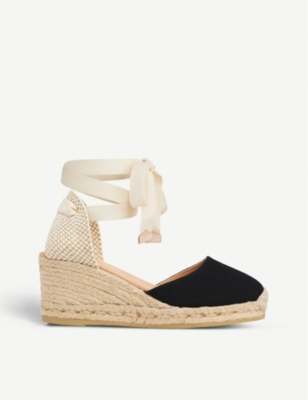 LK BENNETT: Maureene woven canvas wedge espadrilles