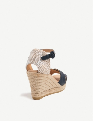 LK BENNETT: Angele woven leather wedge espadrilles