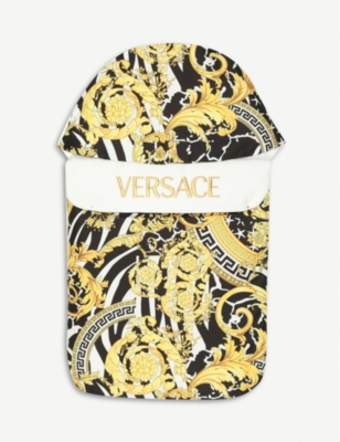 Versace Kids Baroque Print Logo Embroidered Stretch Cotton Sleeping Bag Selfridgescom